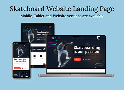 Skateboard Website Landing Page mobile app design skateboard mobile app design skateboard responsive design