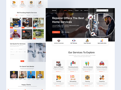 Home Service Website Concept appliance repair branding carpentry clean ui electrical services furniture assembly graphic design house cleaning landing page motion graphics painting painting services ui ui design ui ux web website design