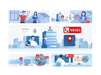 SafePro illustrations alarm call center character factory flat gradient illustration illustrator insustrial safety support workplace