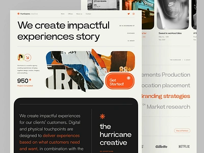 Hurricane Creative Agency Landing page advertising agency animation clean creative creative agency design digital agency exploration landing page motion graphics orange start up ui ui design ux ux design web website