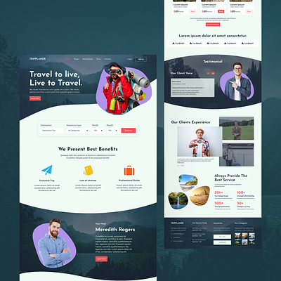 TRIPPLANER Website UI Design abroad adventure booking branding creative design figma hotelbooking outdoor tourism tourplan travel travel agency travel landing page travelling trips ui ui design uidesign vacation