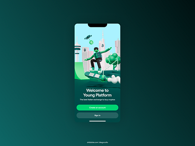 Welcome Page // Young Platform app components crypto design exchange figma graphic design illustration logo ui