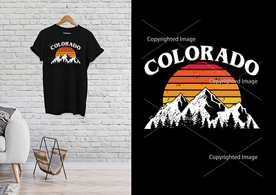 Colorado Retro Sunset Rocky Mountains T-shirt Design .