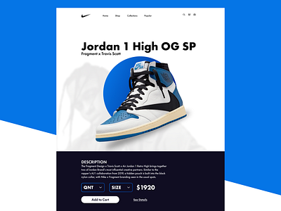 Jordan 1 High OG SP Website Design UI bold ui clean ui design jordan 1 landing page minimal ui modern ui nike landing page nike shoes nike website shoe landing page shoes ui travis scott ui ui design ux uxui web design website ui