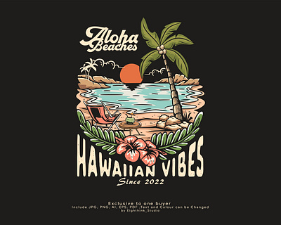 Hawaiian Illustration design apparel design artist artwork beach branding design graphic design hawai illustration logo nature retro design surfing vector vintage design