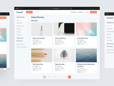 Online Learning Platform - CourseE book completion course design e commerce e commerce learn learning lesson online study subject subjects ui ux web website website design