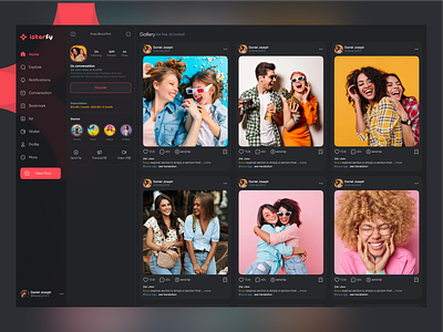 Social Media Dashboard App add new post appdesign dashboard follow follower instagram instagram redesign post social social app social media social media app social media dashboard social media management social media web social network story subscribe video call