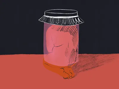 Canned black color illustration nude pencil procreate