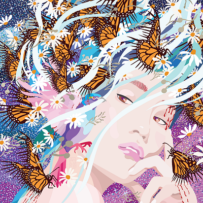 Garden of Spikes bird illustration botanical illustration butterly creatures crypto art digital art digital illustration endangered fantasy fauna and flora flower illustration garden illustration nature nft nft art plants portrait realism surreal