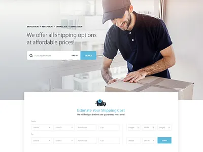 Minimal Website Design for a Shipping Company (Half Preview) adobe photoshop branding dribbble dribbbleweeklywarmup form design graphic design landing page modern design shipping form shipping website ui uidesign uiux ux webdesign webpage design website design
