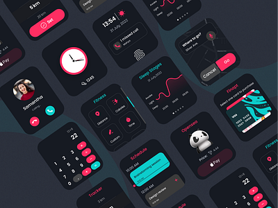 Smart Watch UI apple apple watch app applewatch calculator chart clock dark design digitalwatch figma fitness nft os smartwatch ui ux watch watchface watchos watchui