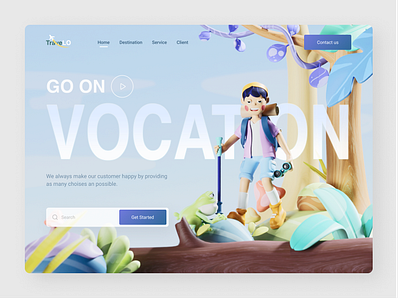 Travel Agency Landing Page | 3D Custom Illustration 3d 3d custom 3d illustrations holiday illustration landing page travel travel agency traveler ui vocation web design website