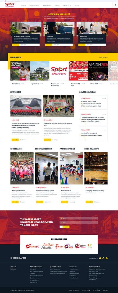 Sport Singapore Website UI bright elegant government photo based red singapore sport sporty ui unsplash ux website yellow