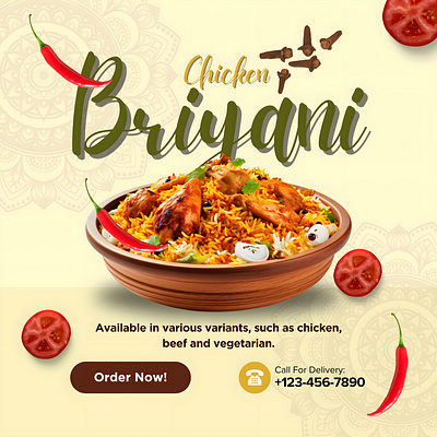 Resturaunt Food Item Poster biryani branding business dish food graphic design image poster resturaunt