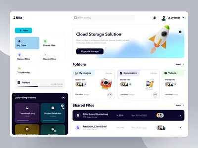 Cloud Storage Dashboard 3d card cloud app cloud drive cloud storage dashboard dashboard design drive file manager folder google drive gradient saas storage storage system ui uiux user interface web app web application