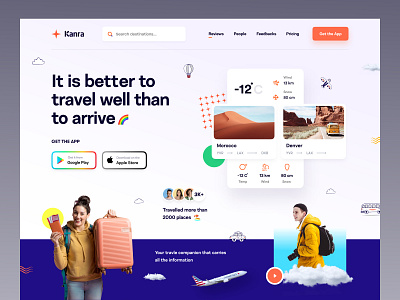 Travel App Landing Page adventure app app landing flight ticket homepage hotel landing page tourism tourist travel travel agency travel blog travel guide travellers trip planner vacation vacationrental web design website website design