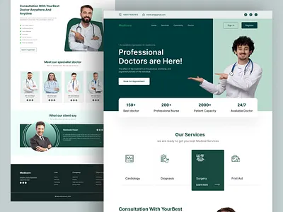 Medical Landing page 2022 clean clinic clinic landing page design doctor doctor landing page doctor website habib header health healthcare healthy homepage landingpage medical medicine ui