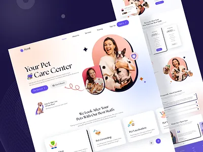 PetSil- Pet Care Website Landing Page Design. home page home page design landing page landing page design mobile app pet care pet care services pet care website psd template responsive design trend design 2020 web web app web design website website design website ui