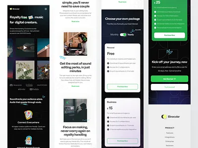 Royalty-Free Music Mobile Website Exploration - Binocular 🎵 product design tablet design