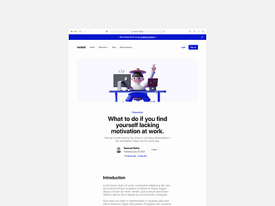Rocket Blog Post Concept 3d blog blog post branding design free graphic design hero illustration landing page light light mode logo mockup open source typography ui ux vector web