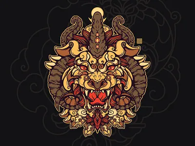 BERS - One horned dragon - HUNNU art bers digital art dragon graphic design hunnu illustration moshu art ondodesign vector