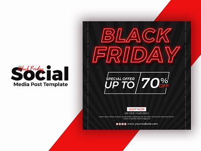 Black Friday Social Media Post Template black black friday poster brand branding design graphic design illustration new black friday poster poster red social media poster typography vector