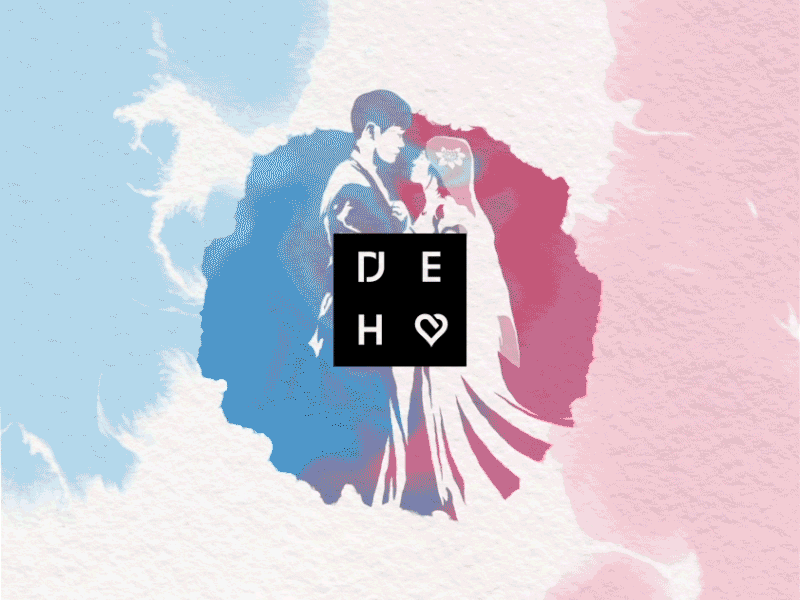 DH♡JE Wedding Invitation Logo Animation 2d animation after effects animation caricature gif graphic design illustration illustrator ink spread intro video invitation logo logo animation marble paint motion design motion graphics petals photoshop vector wedding