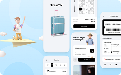 TrainTix Mobile App design illustration ui