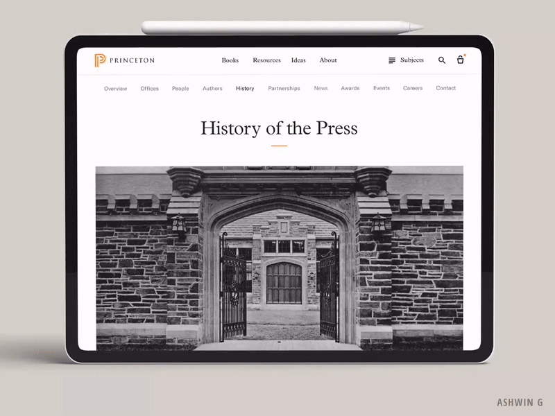 Reimagine digital bookstore Experience for PUP after effects book store digital book store figma interaction design ipad motion design userexperiencedesign userinterfacedesign visual design