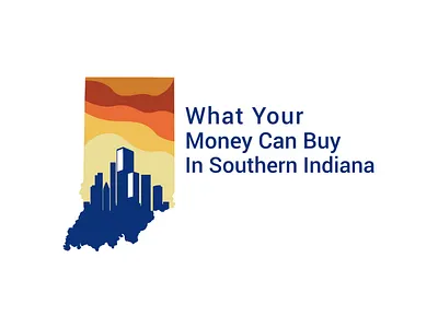 WHAT YOUR MONEY CAN BUY IN SOUTHERN INDIANA app logo branding design business logo realestate logo realtor logo