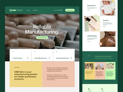 HBM website exploration b2b beauty branding business design health homepage logo manufacturing ui ux web web design website