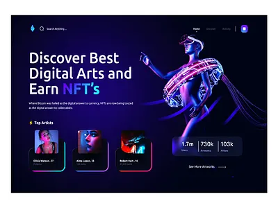 NFT Marketplace | Based On Metaverse (Animated) 3d concept dark dark header dark mode dark ui design header interface market marketplace metaverse nft nft concept nft interface nft marketplace nft ui ui ui design uiux