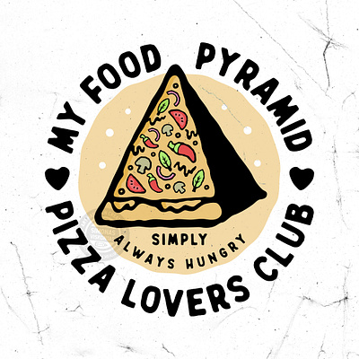 Food pyramid cartoon illustration retro vintage