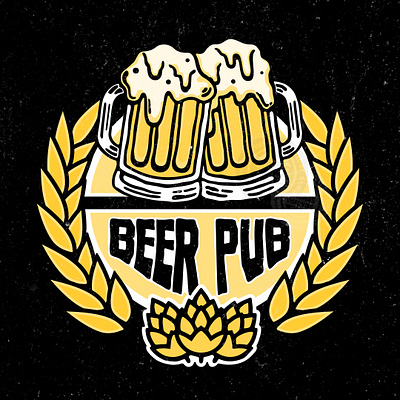 Non-alcoholic beer pub logo beer cartoon illustration logo non alcoholic pub retro vintage