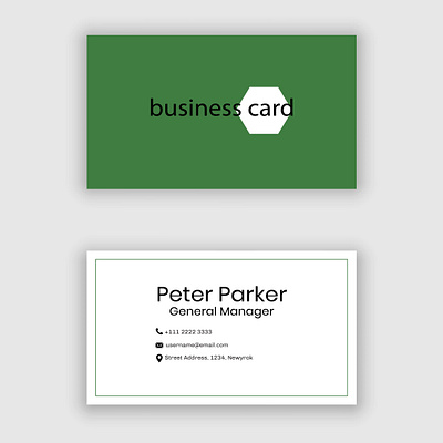 Classic Simple green business card in simple style black visiting card