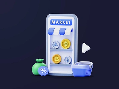 Blockchain 3D Animation Icon Set - Part 2 3d animation banking bitcoin blender blockchain cart crypto icon cute design finance fintech illustration isometric lowpoly nft piggy bank shopping ui web