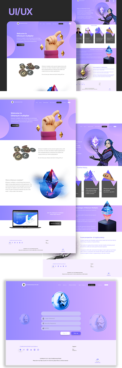 Ethereum UI/UX 3d animation bitcoin block blockchain branding c cryptocurrency design ethereum ethereum multiplier graphic design logo motion graphics nft nftgame ui usdt website