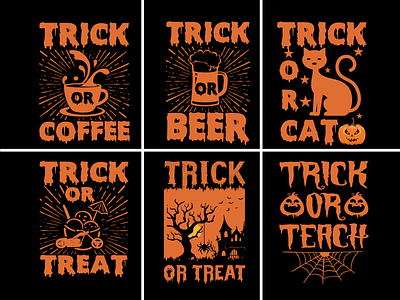 Trick or Beer - Coffee, Cat, Treat, Teach Bundle t-shirt bundle bundletshirt design halloween halloweenday halloweenlover halloweentime horror printdesign spooky trickorbeer trickorcat trickorcoffee trickorteach trickortreat tshirt tshirtbundle tshirtdesign typography