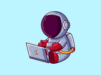Astronaut Laptop astronaut cartoon character cute graphic design icon illustration laptop space vector