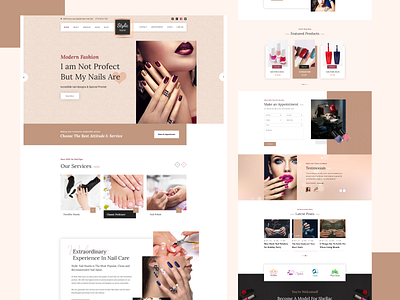 Stylic Nails Salon Manicure Pedicure Elementor Template elementor template manicure website nail polish website tempalte nails salon pedicure website wordpress theme