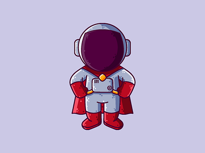 Astronaut Superhero astronaut cartoon character cute graphic design icon illustration space superhero vector