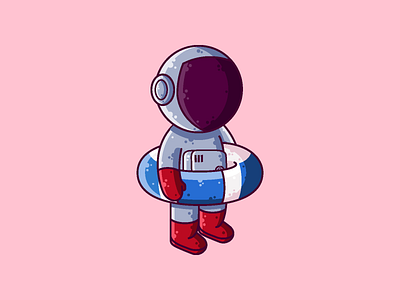 Astronaut Swimming astronaut cartoon character cute graphic design icon illustration space swimming vector
