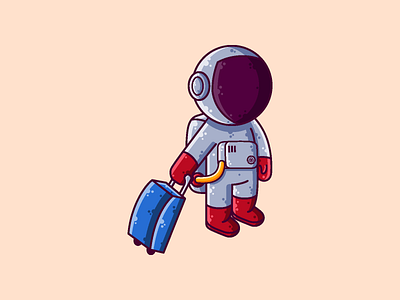 Astronaut Traveling astronaut cartoon character cute graphic design holiday icon illustration space travel vector