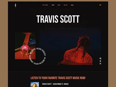 Travis Scott Concept landing page black dark theme minimal music music store travis scott ui ux web design