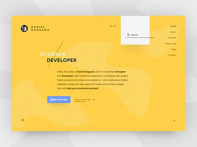 Personal Website Homepage blobs clean colorful design designer desktop developer homepage lines minimal personal portfolio redesign ui web design website yellow