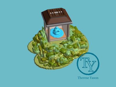 Shrine 3d art landscape voxel art voxel artist