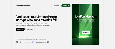 Founders Arm design framer framer site landing page website