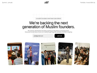 Alif framer framer site incubator landing page website