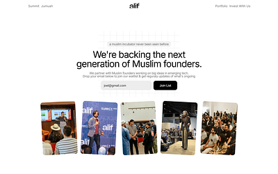 Alif framer framer site incubator landing page website