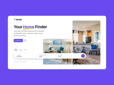 Rentkit Real Estate Design clean creative figma homepage landingpage modern real estate real estate property finder rentkit ui website